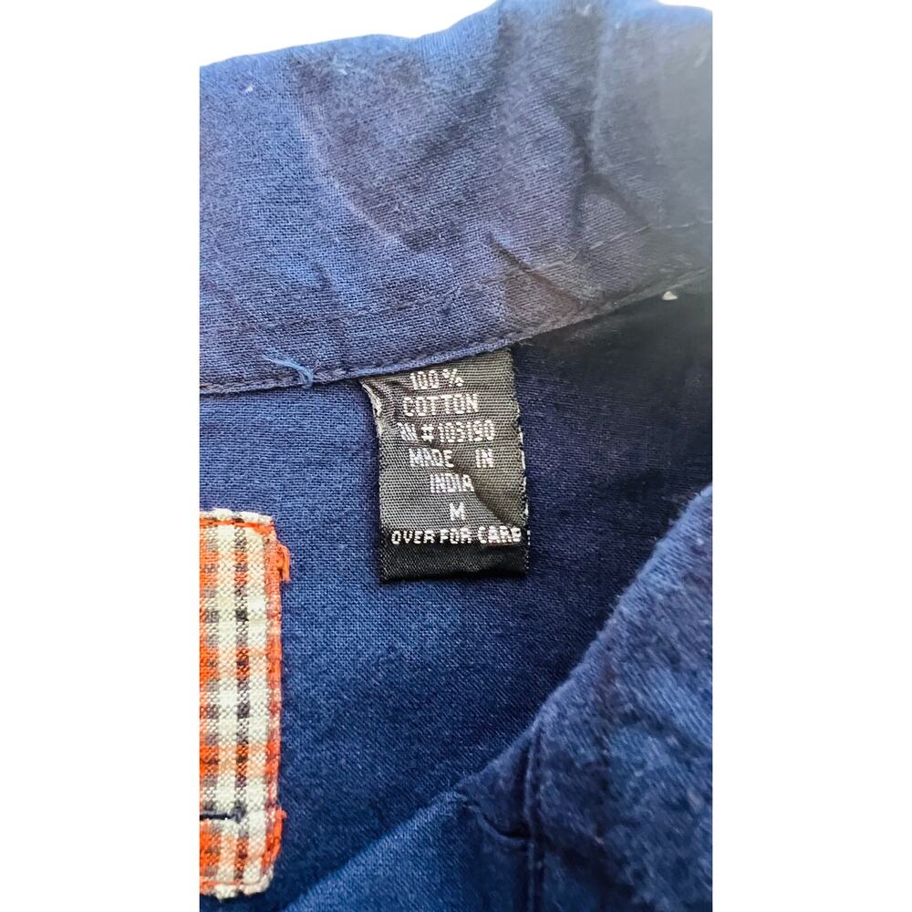 Handmade Indigo Cotton Shirt India M Batik Ethnic Button Front Boho - Picture 4 of 4